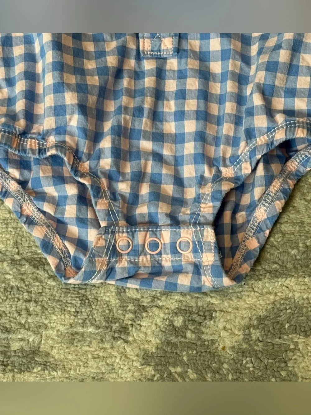 OshKosh Baby Boy Gingham Button Down Bodysuit 9M